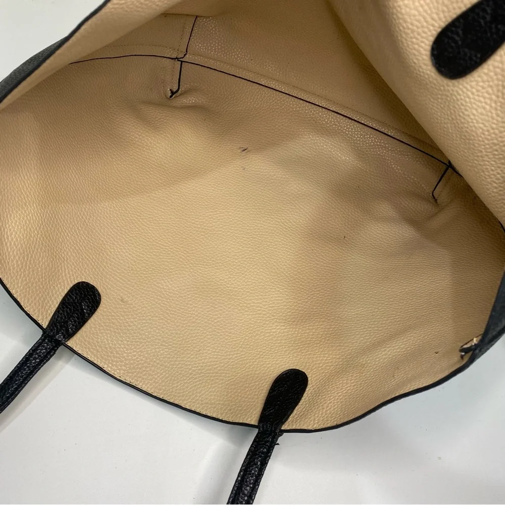 BCBG Paris Shoulder Bag Tote Vegan Pebbled Leather Gold Lock Charm + Extra Bag
